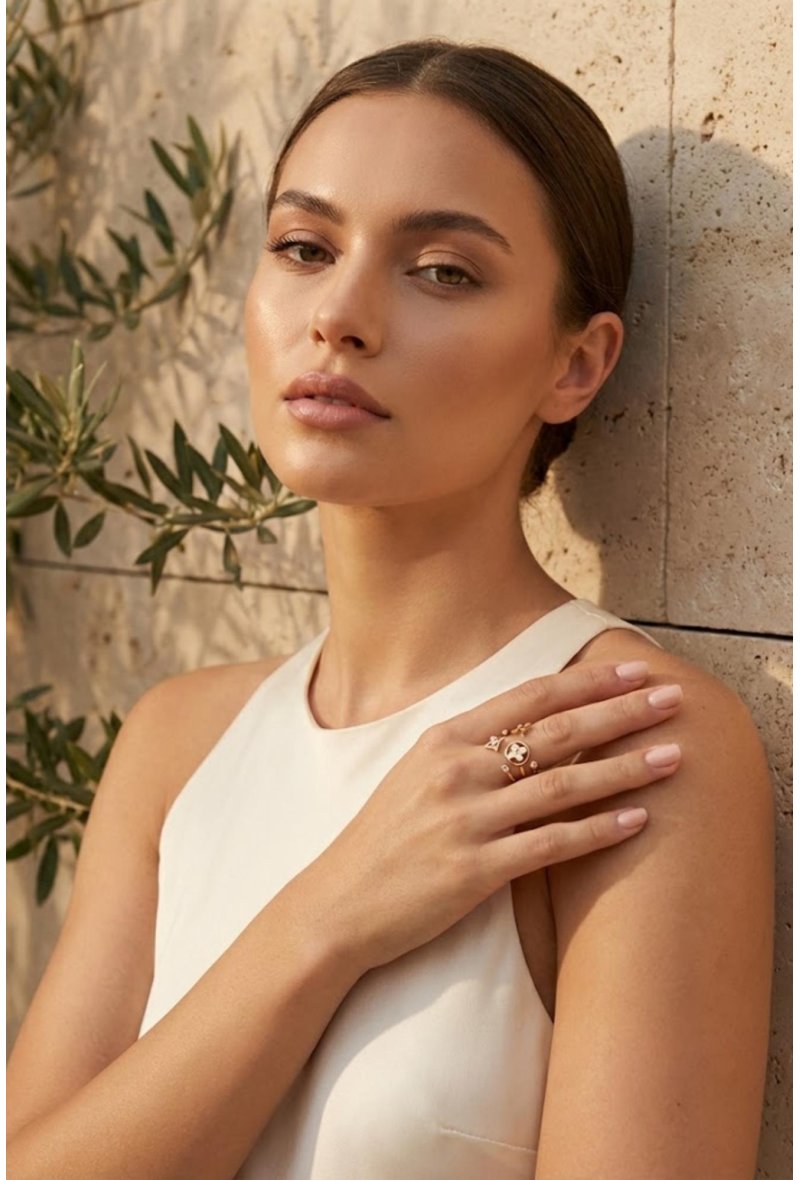 Bague ajustable trèfle et étoile