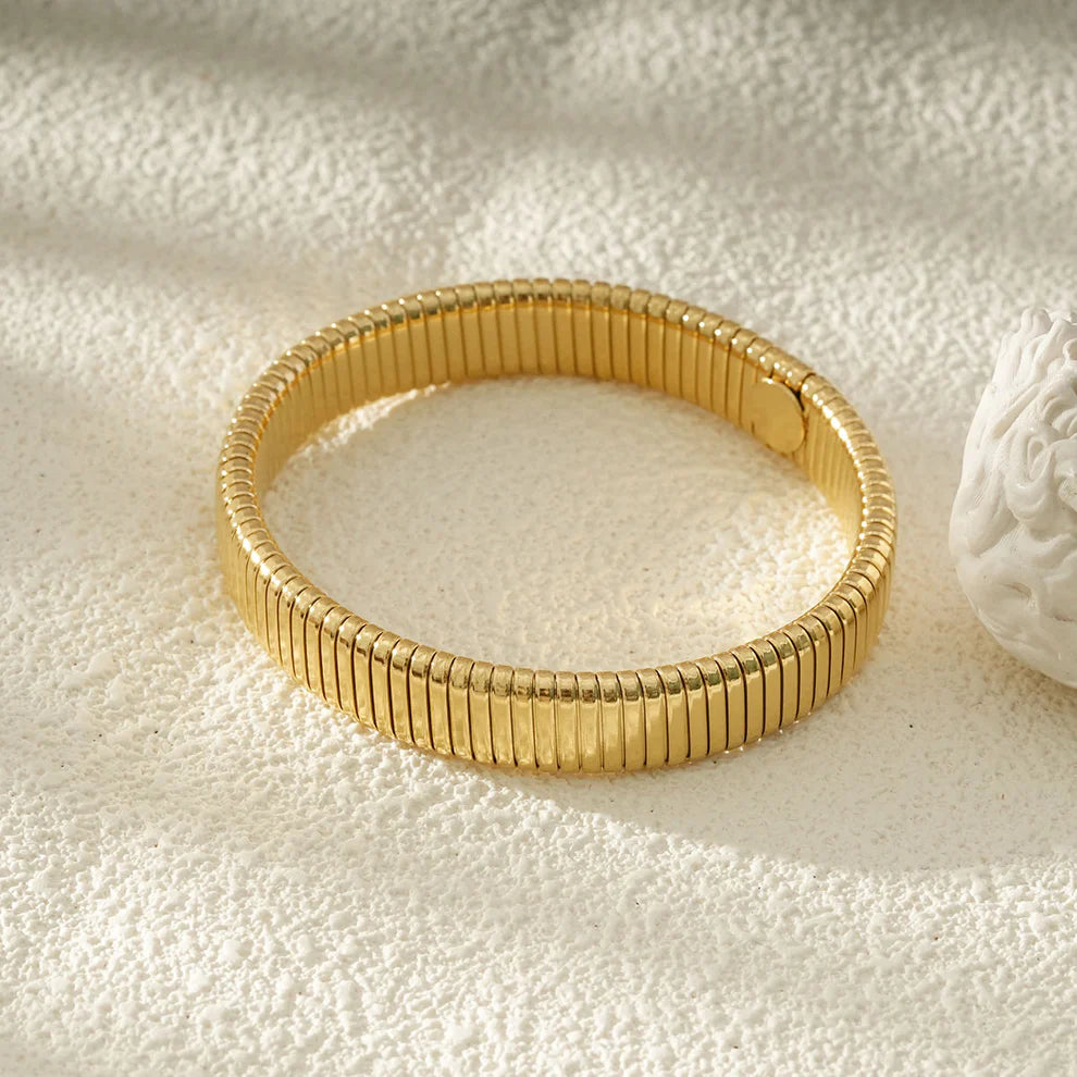 Bracelet Jonc Élastique Doré Style Tubogas