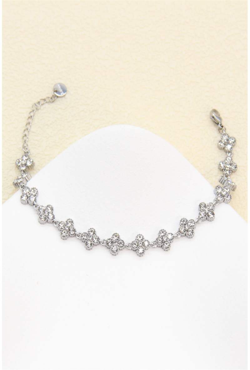 Bracelet trèfles pavés de zircons argent