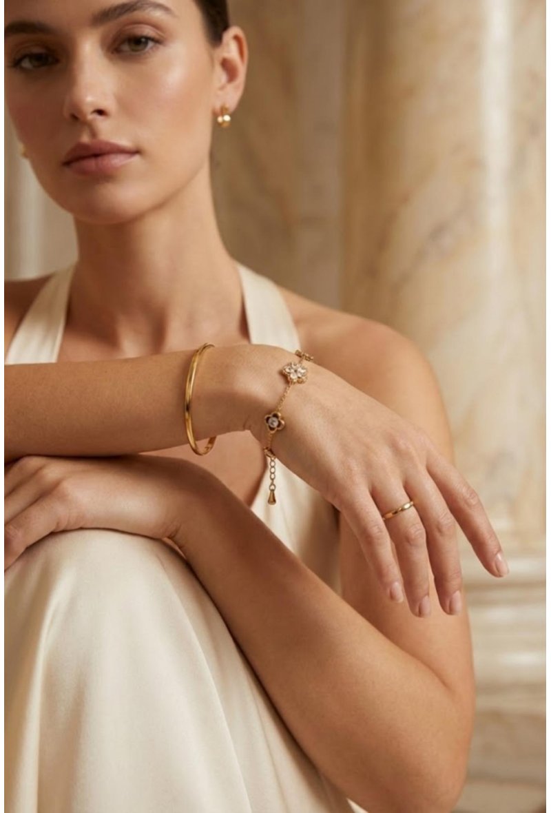 Bracelet Fleur Sertie – Acier