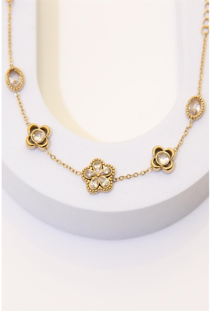 Bracelet Fleur Sertie – Acier