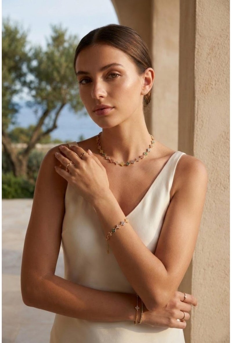 Bracelet trèfles pavés de zircons