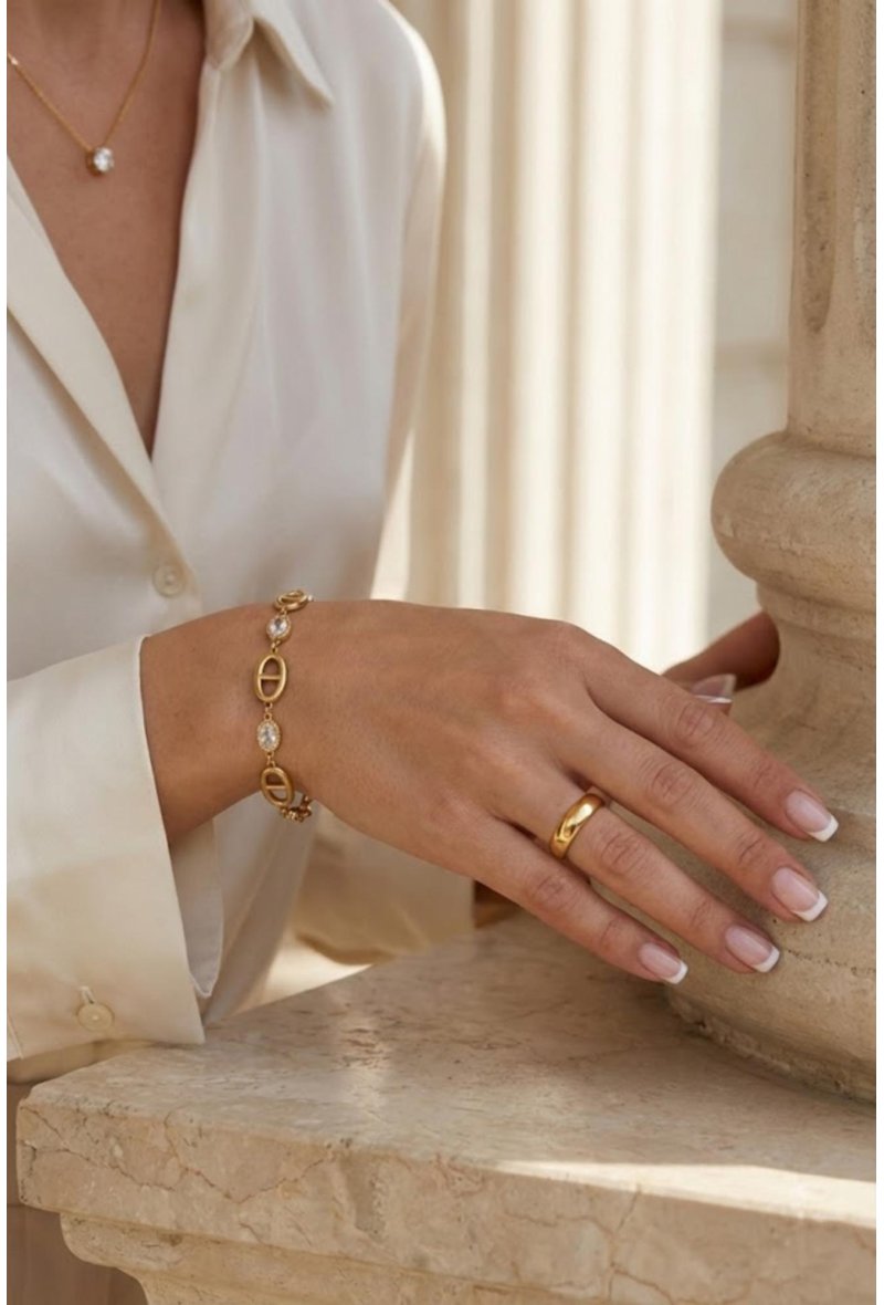 Bracelet Boucle Marine Doré & Cristaux