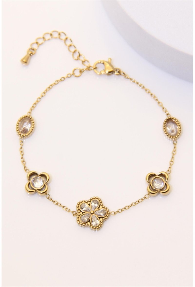 Bracelet Fleur Sertie – Acier