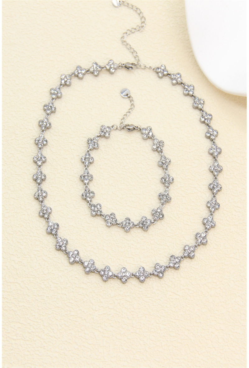 Bracelet trèfles pavés de zircons argent