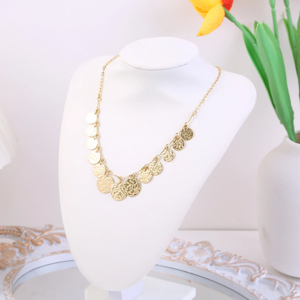 Collier Chaîne Dorée Médaillons Martelés