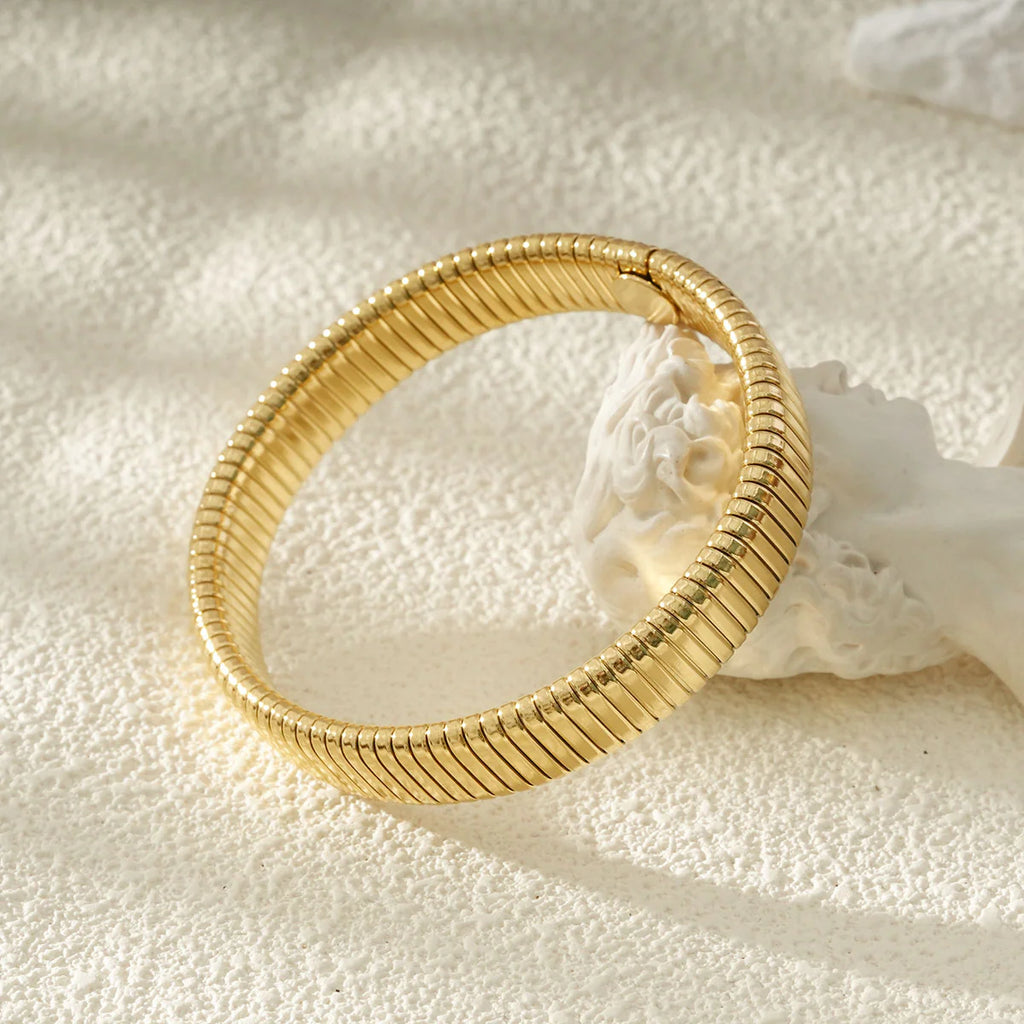 Bracelet Jonc Élastique Doré Style Tubogas