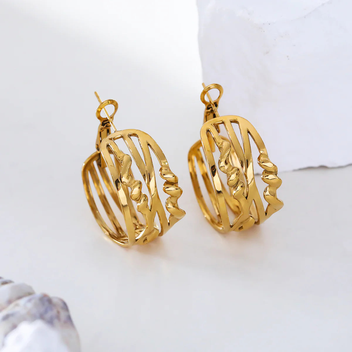 Boucles d'oreilles multi ligne créoles fermées