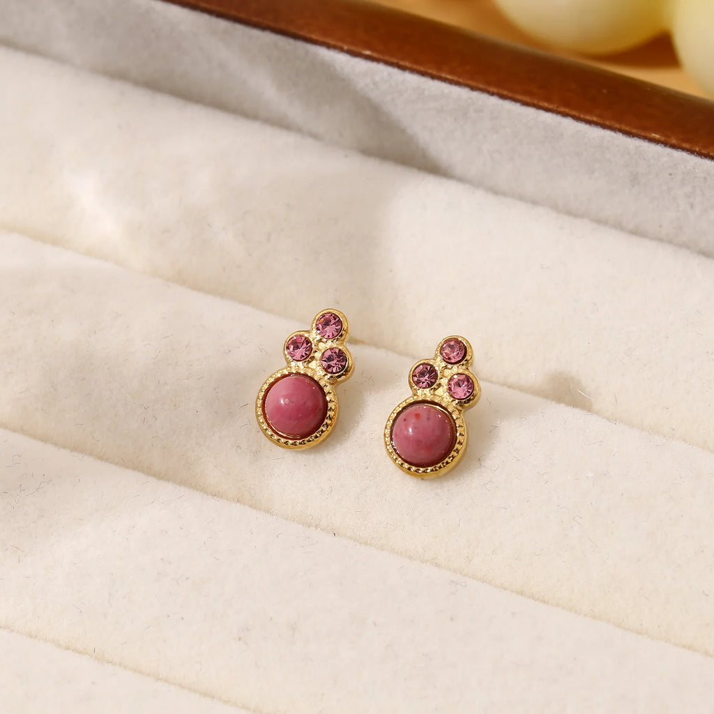 Boucles d'oreilles puces d'oreilles rose