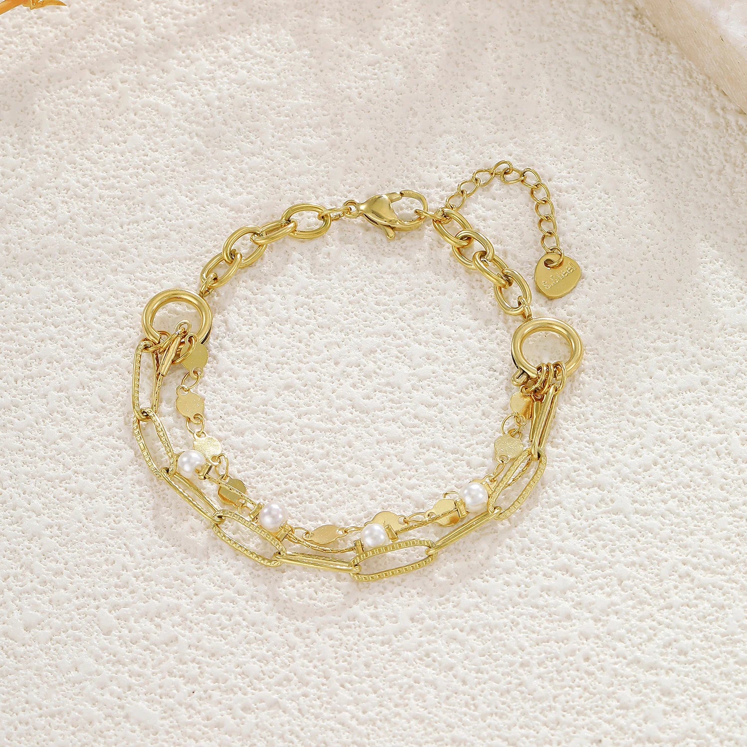 Bracelet multi chaîne personnalisable avec anneau